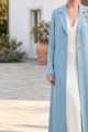 عباية فستان كريب فاخر لون فيروزي هادئ 010174 