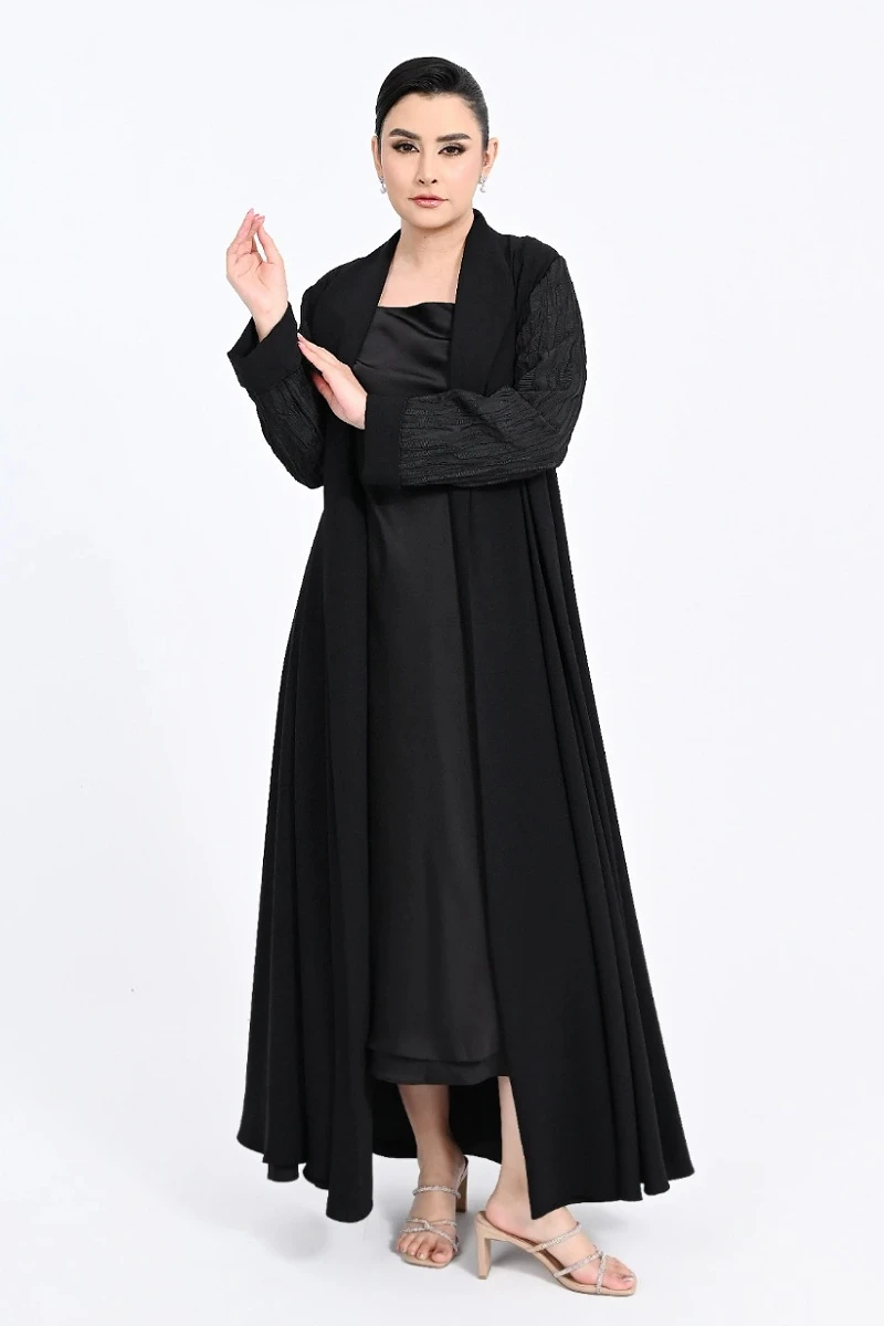 عباية كريب مع جاكار أسود 01020