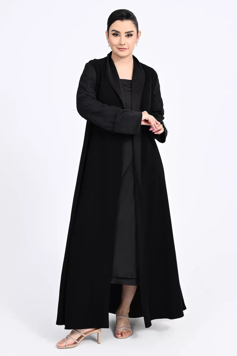 عباية كريب أسود 01018