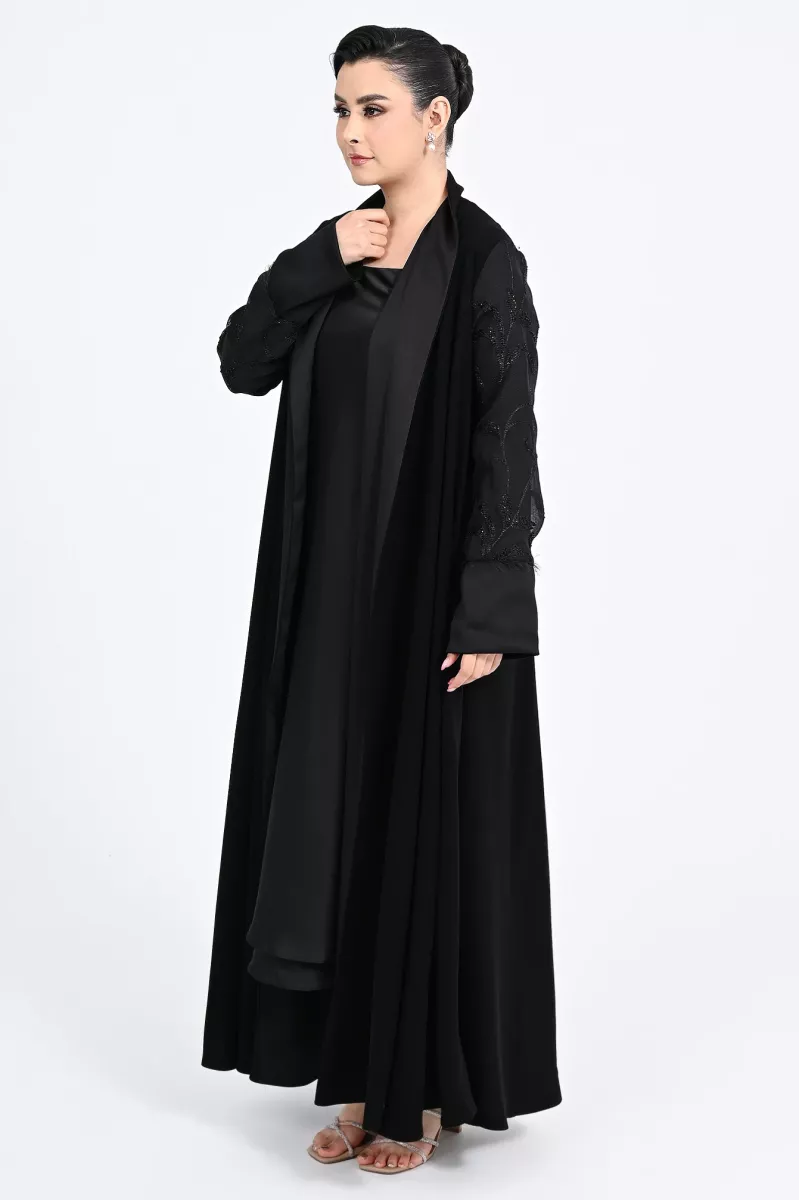 عباية كريب أسود 01018