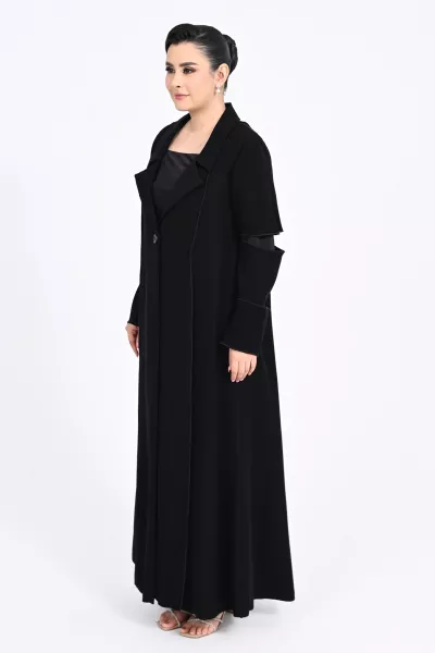 عباية كريب أسود 0109