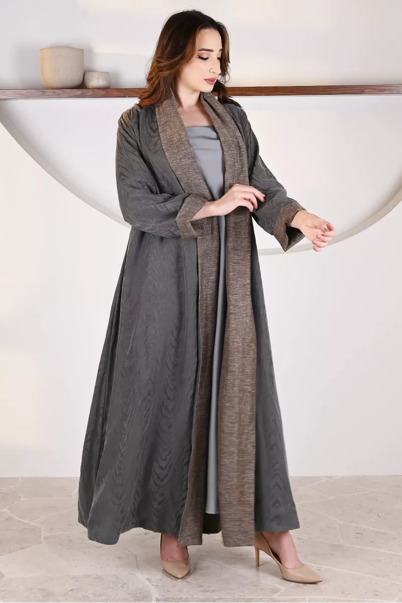 عباية 01052 عباية قابلة للعكس حرير منقوش