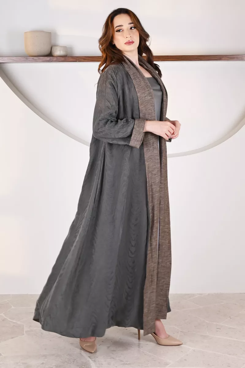 عباية 01052 عباية قابلة للعكس حرير منقوش