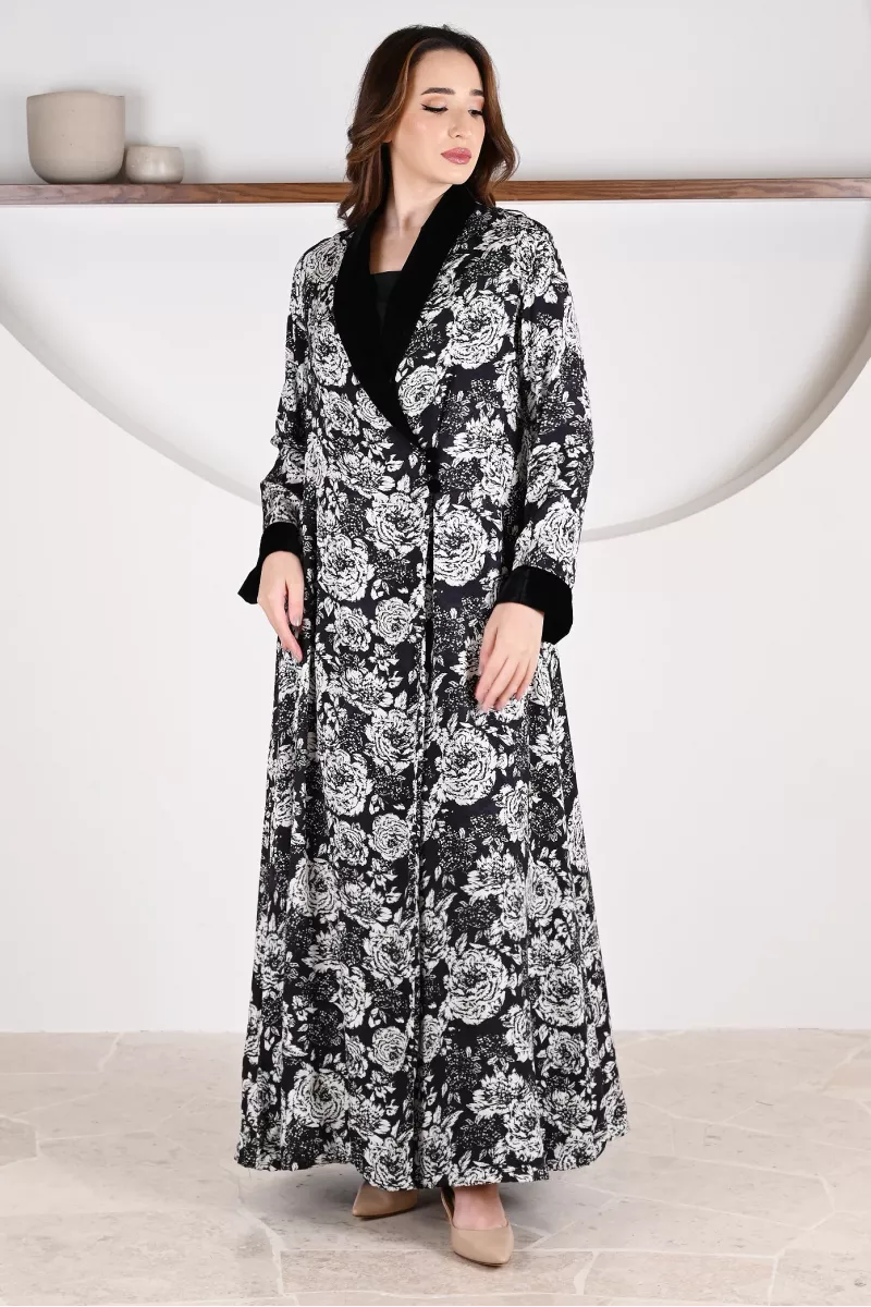 عباية 01062 عباية بليزر من قماش رايون مطبوع عباية 01062 عباية بليزر من قماش رايون مطبوع