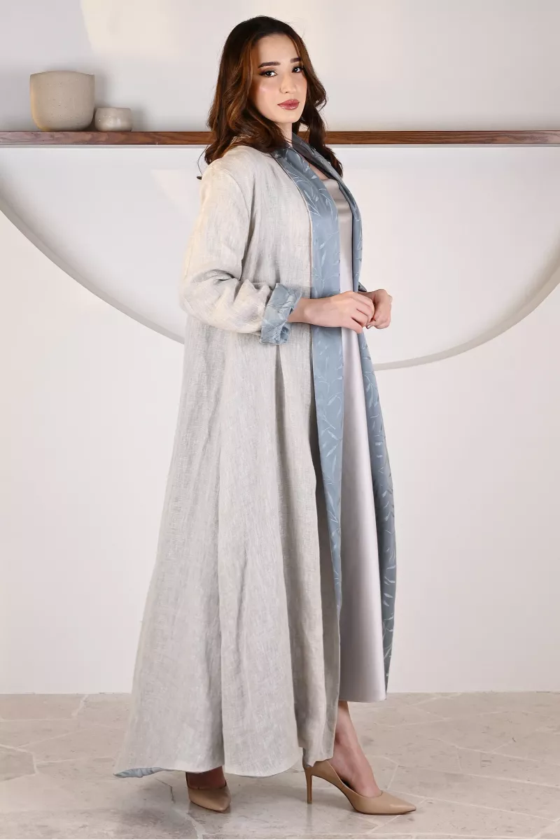 عباية 01054 عباية قابلة للعكس من الكتان الناعم