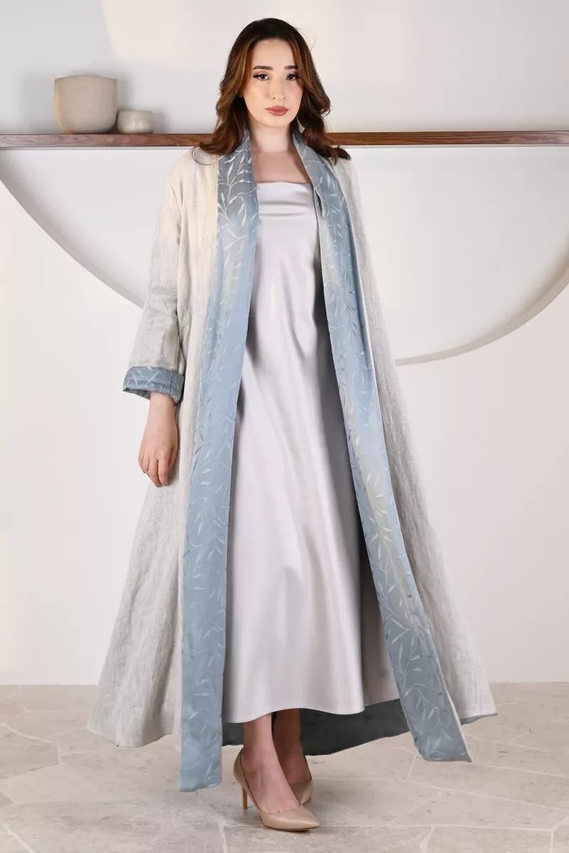 عباية 01054 عباية قابلة للعكس من الكتان الناعم