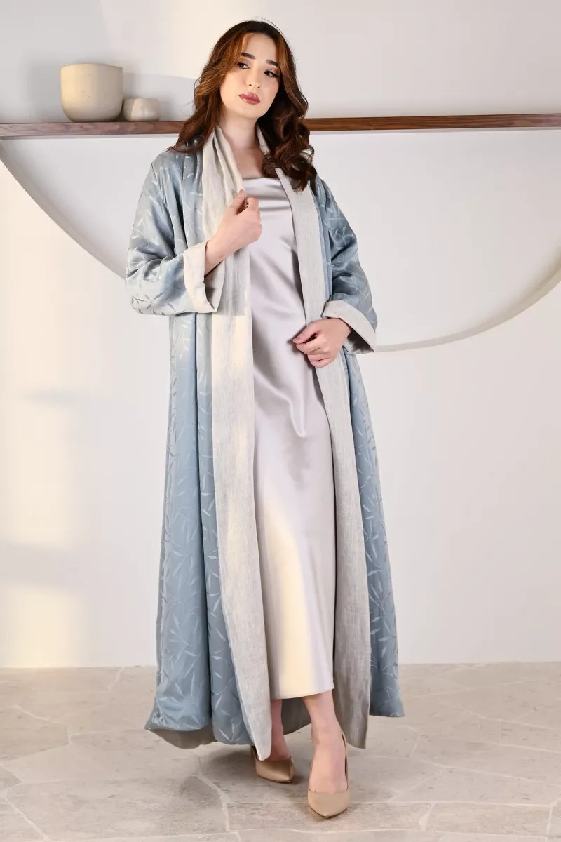 عباية 01053 عباية قابلة للعكس حريرية منقوشة