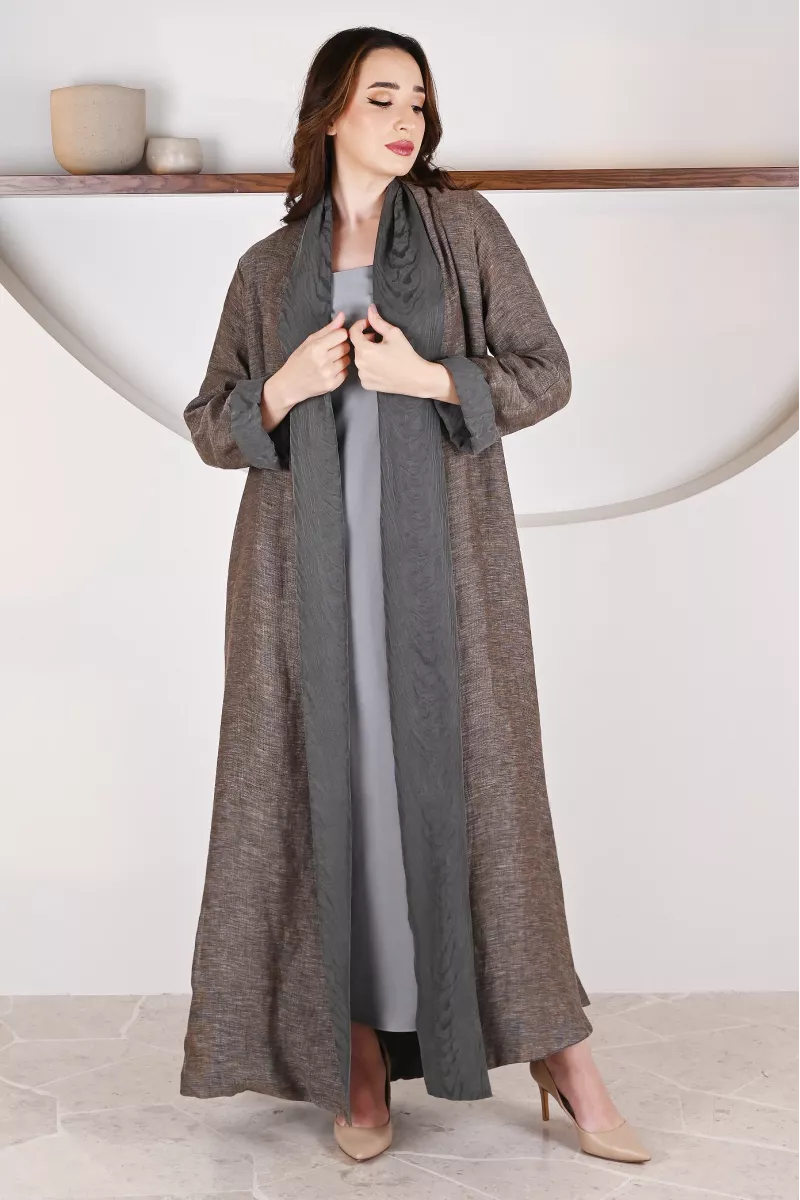 عباية 01052 عباية قابلة للعكس حرير منقوش