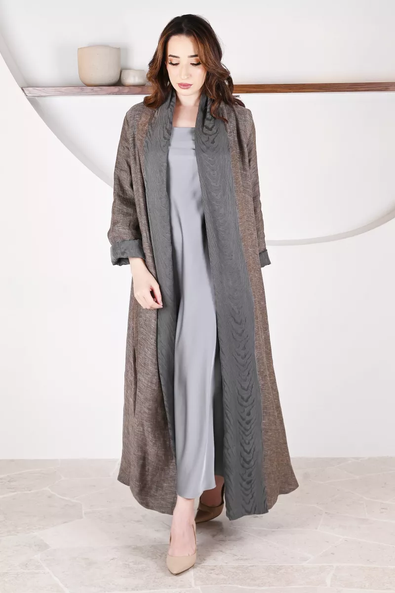 عباية 01052 عباية قابلة للعكس حرير منقوش