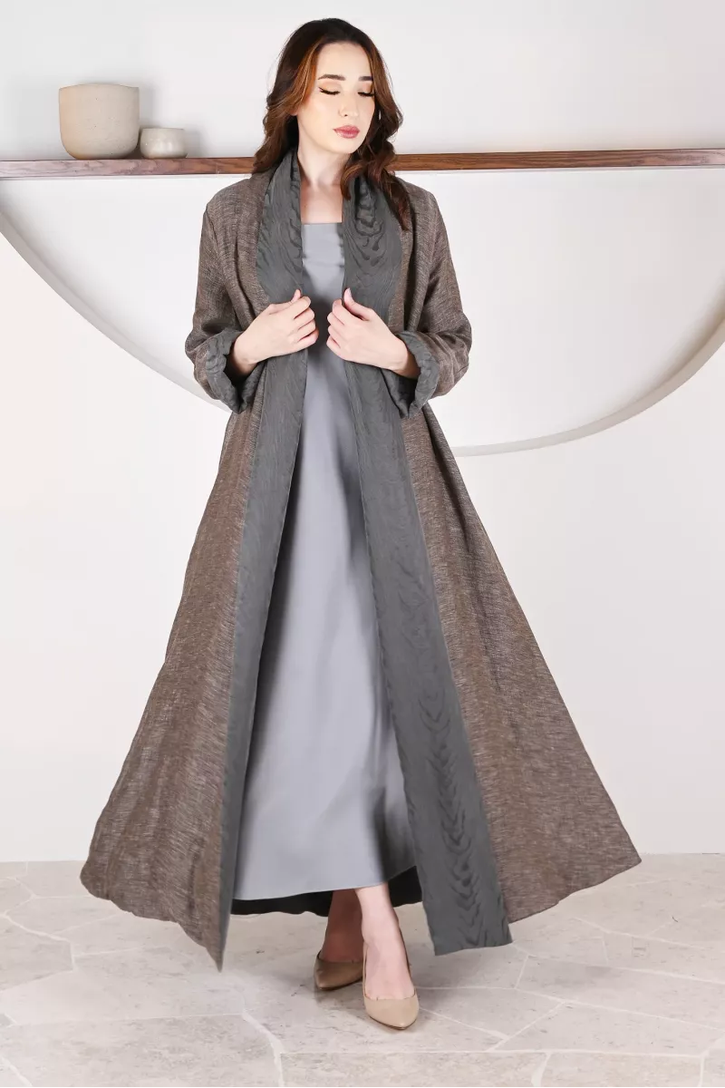 عباية 01052 عباية قابلة للعكس حرير منقوش