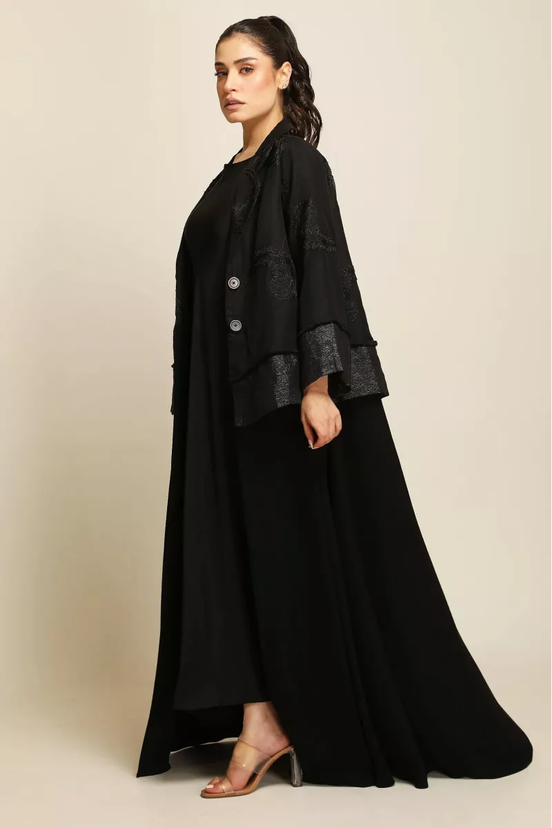 عباية لينين فاخر و كريب بستايل جاكت 037 عباية لينين فاخر و كريب بستايل جاكت 037