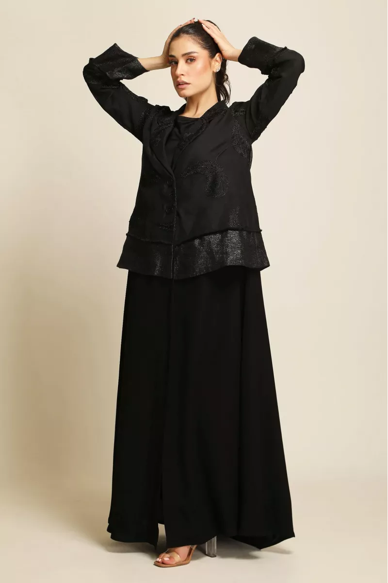 عباية لينين فاخر و كريب بستايل جاكت 037