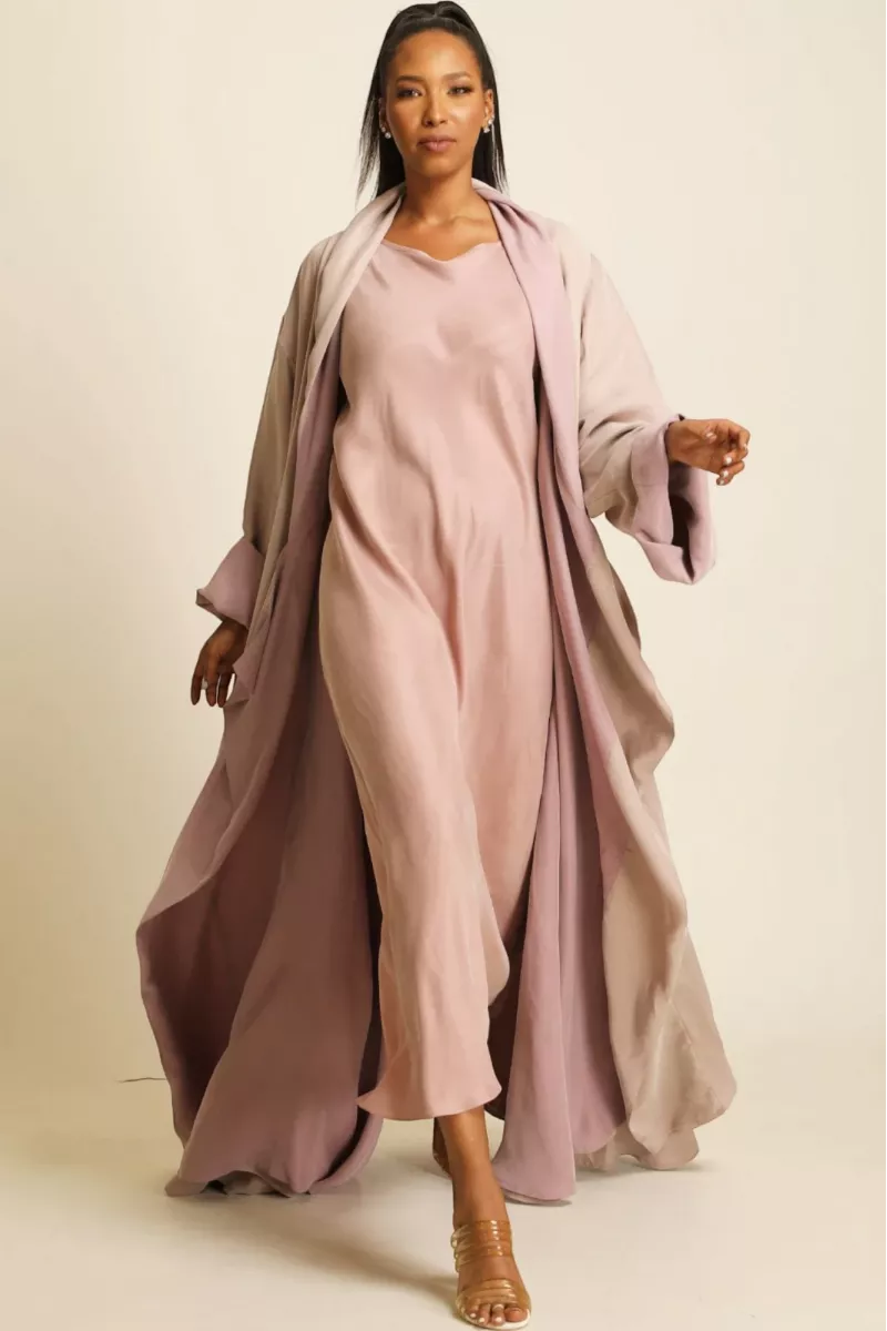 عباية دبل فيس بلون زهري مطفي 076 عباية دبل فيس بلون زهري مطفي 076