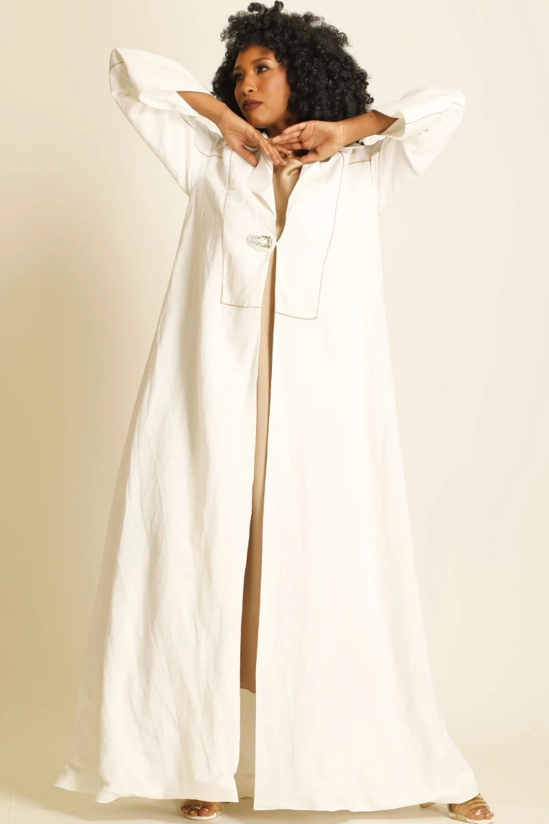 عباية لينين أوف وايت 079 عباية لينين أوف وايت 079