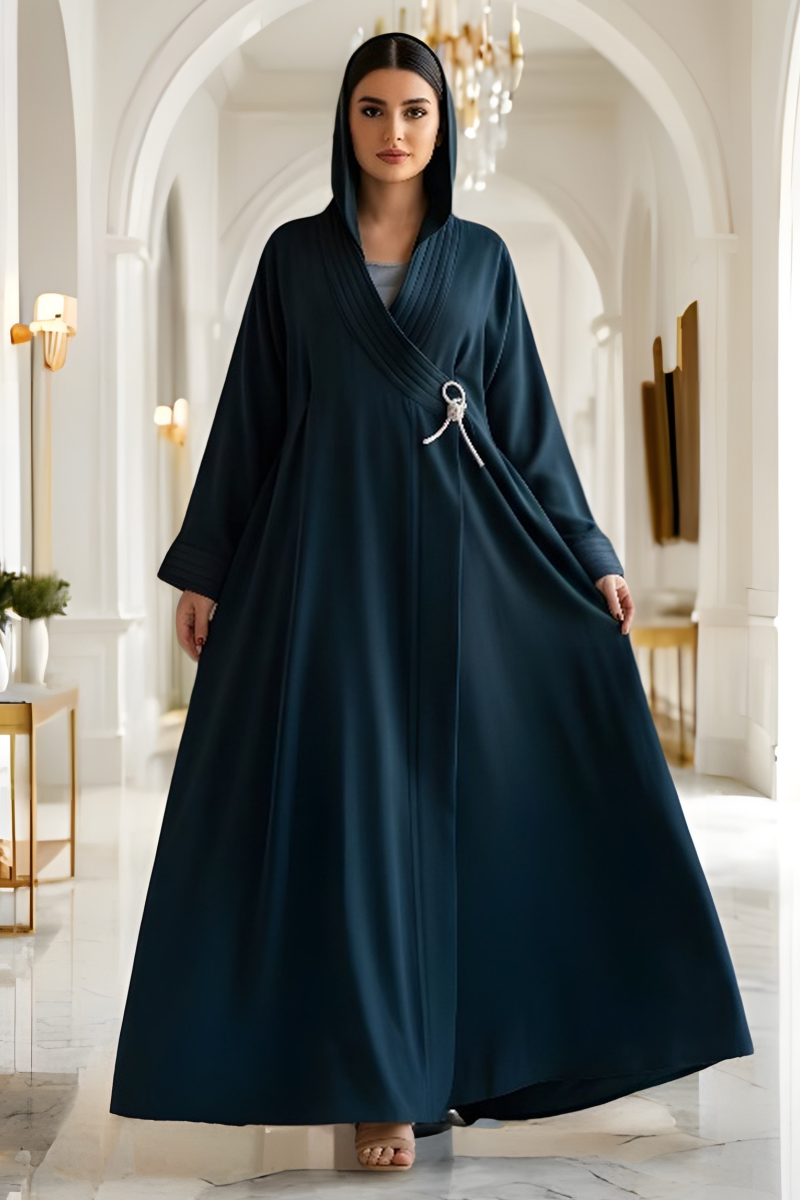 عباية كريب ناعم أخضر داكن 064 عباية كريب ناعم أخضر داكن 064