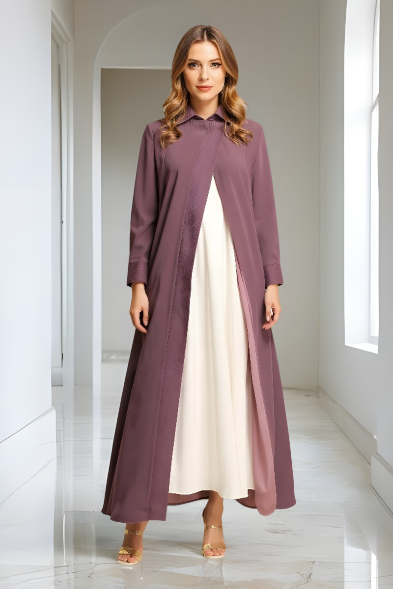 عباية كريب ناعم لون موڤ داكن 083 عباية كريب ناعم لون موڤ داكن 083