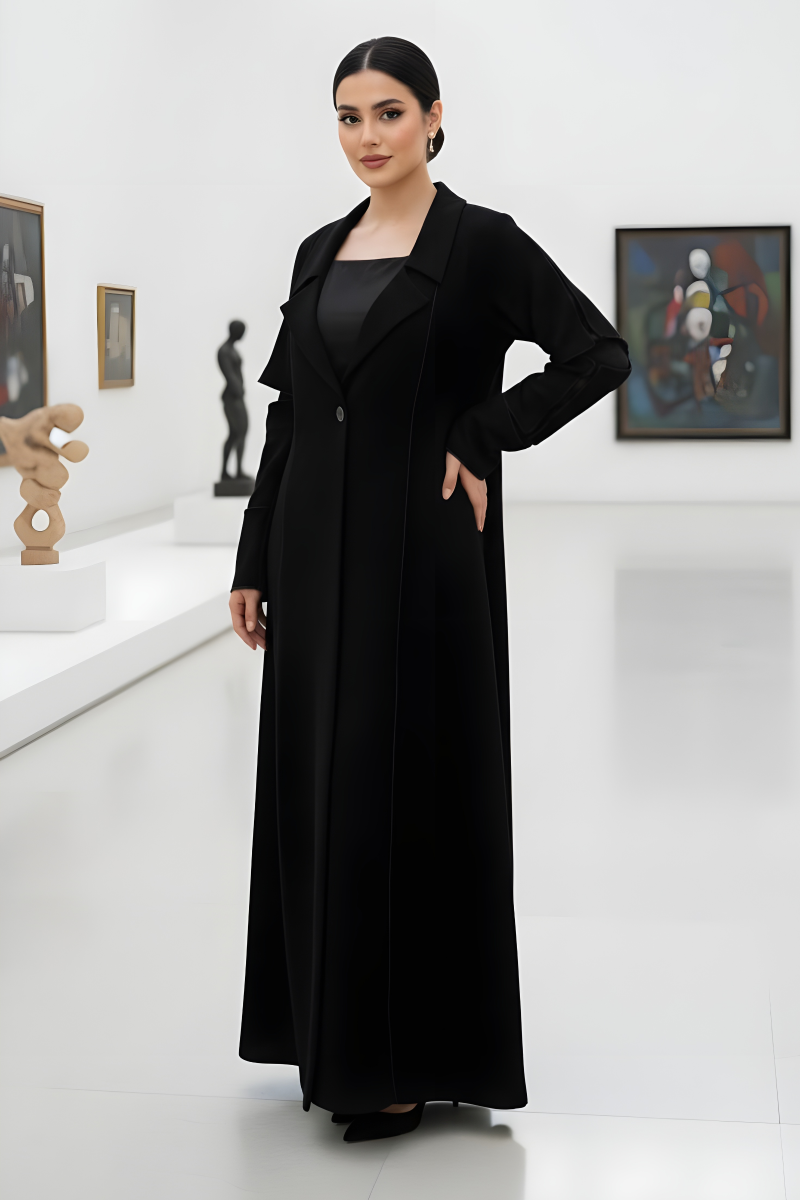 عباية كريب أسود 0109