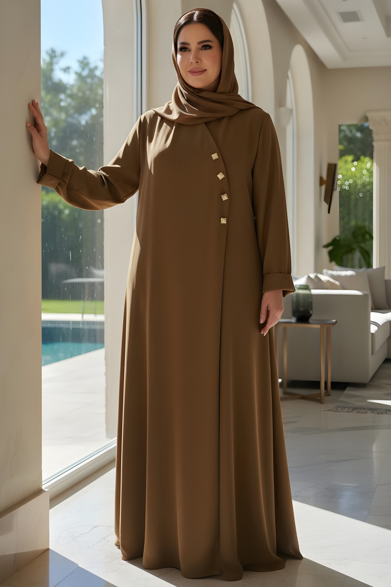 عباية كريب لون شوكو براون لايت 01067