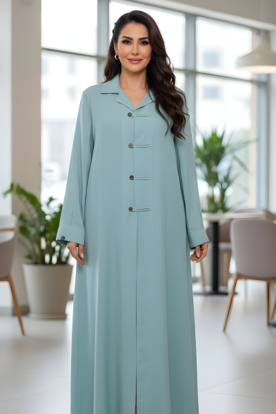 عباية لينين لون أخضر عشبي فاتح 01078