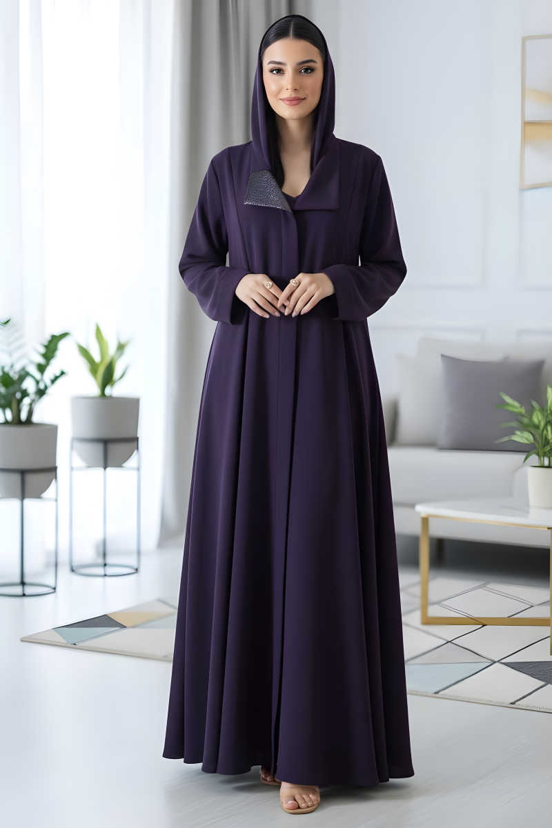 عباية كريب بنفسجي غامق فاخر 013
