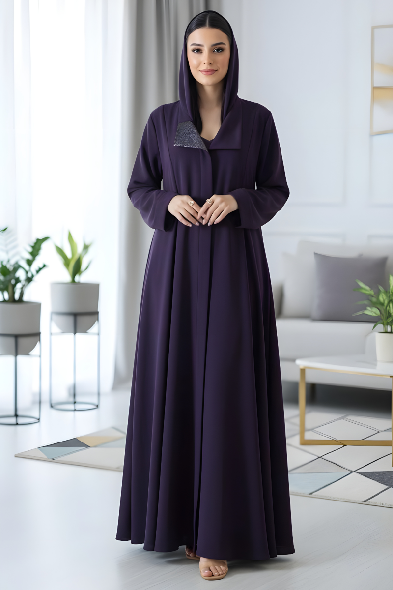 عباية كريب بنفسجي غامق فاخر 013