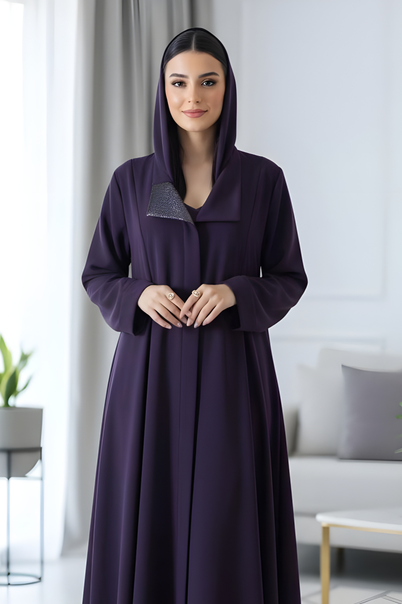 عباية كريب بنفسجي غامق فاخر 013