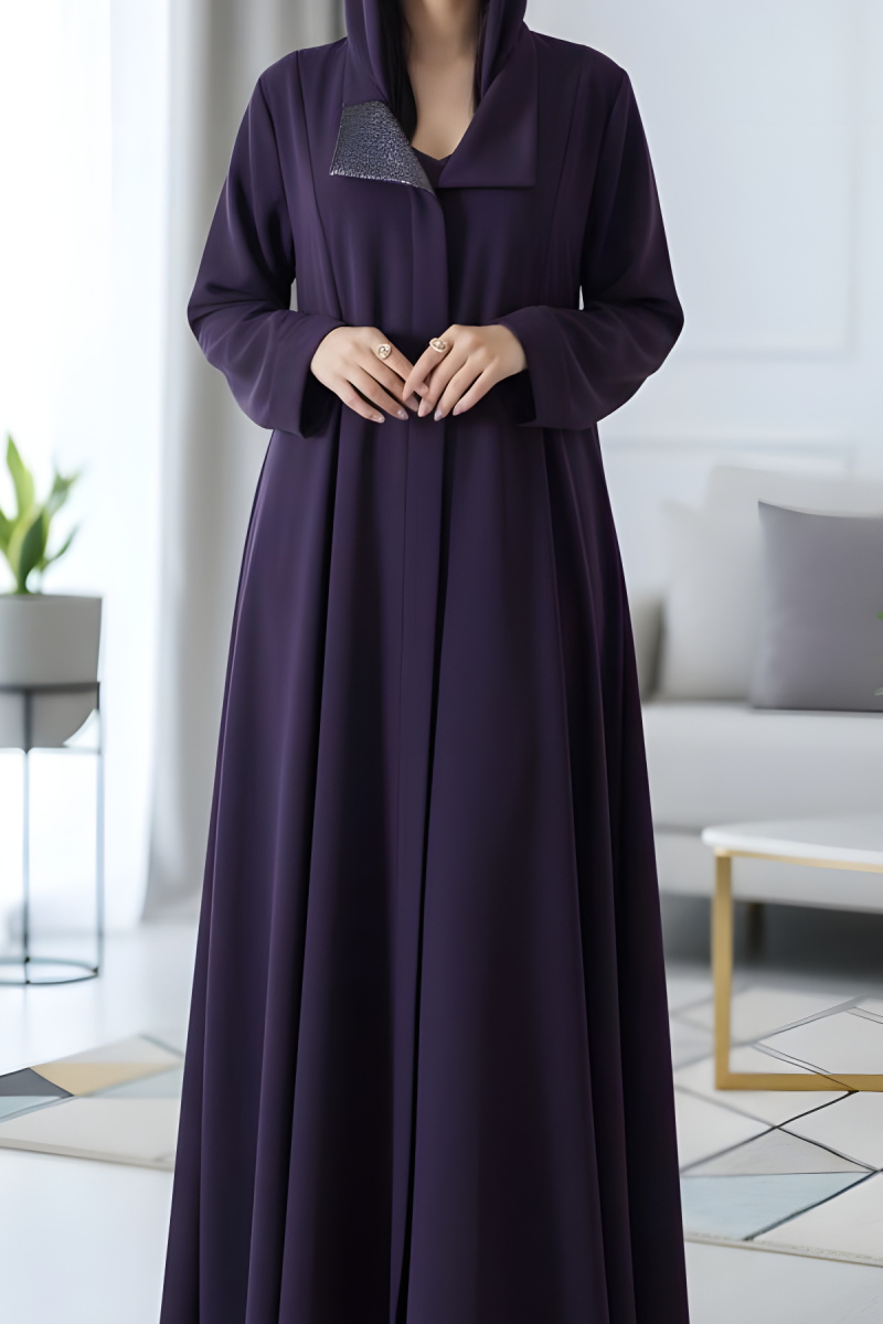 عباية كريب بنفسجي غامق فاخر 013