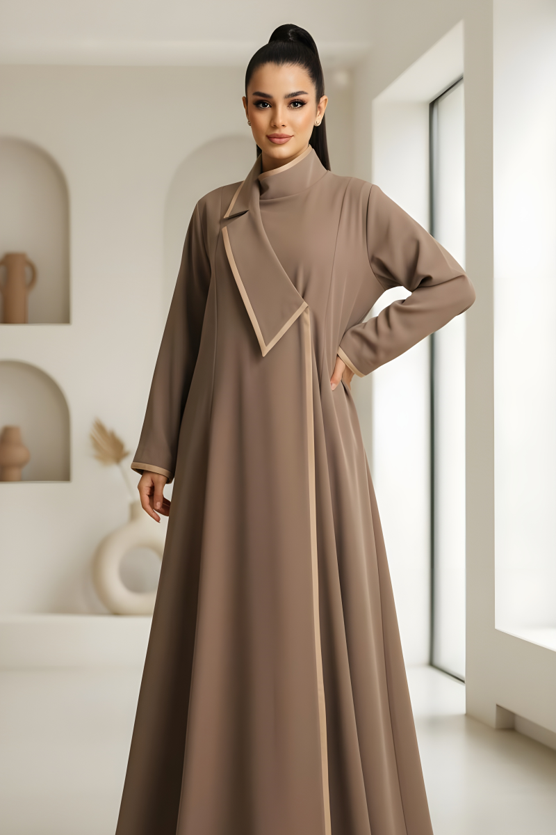 عباية كريب لون كاكي هادئ 065 عباية كريب لون كاكي هادئ 065