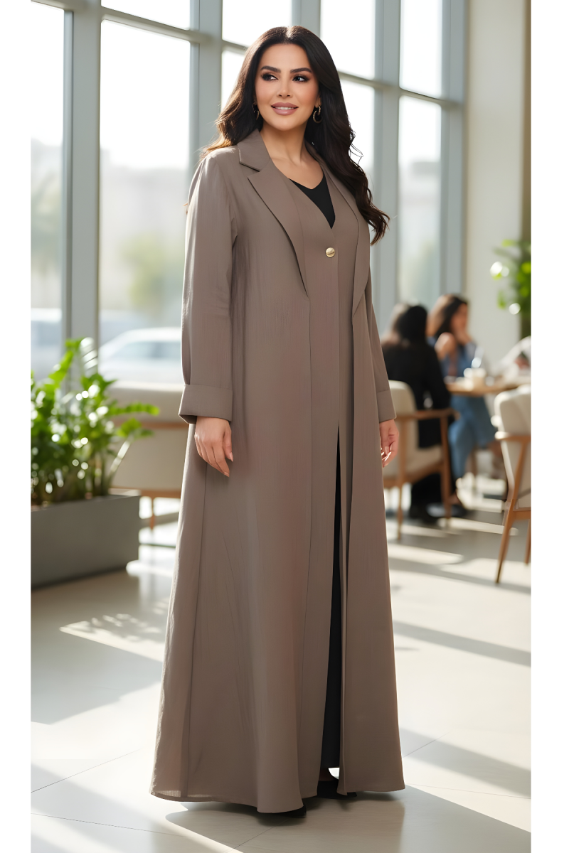 عباية لينين لون بني هادئ 01084