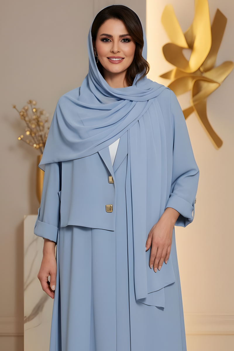 عباية كريب لون أزرق سماوي 01085 عباية كريب لون أزرق سماوي 01085