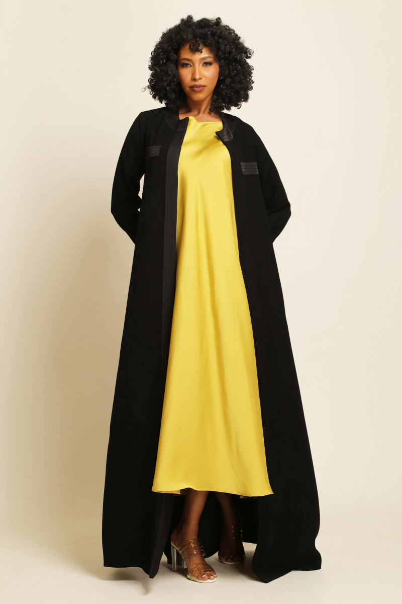 عباية كريب أسود 014 عباية كريب أسود 014