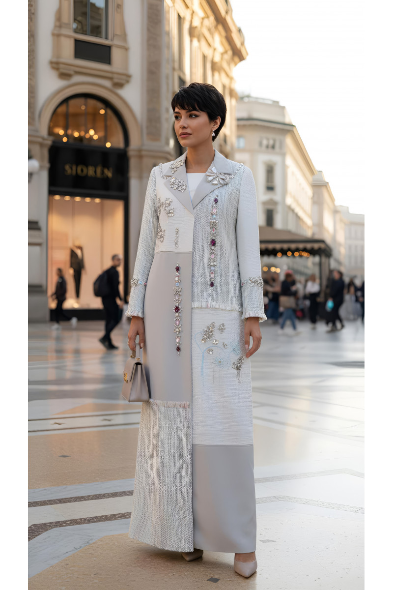 عباية بلاتية من الألوان الهادئة 01089