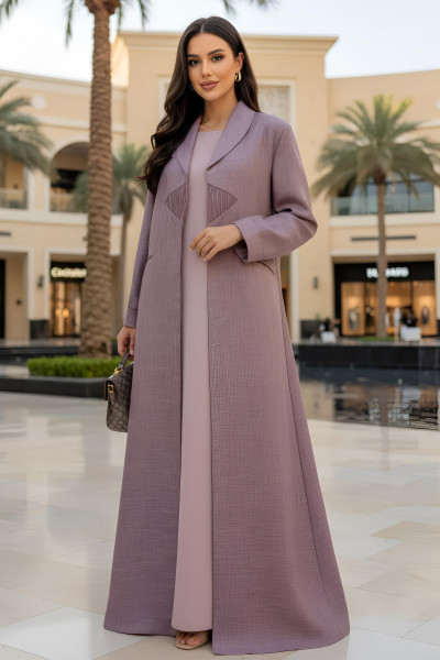 عباية لينين صناعي ناعم لون موڤ 01087