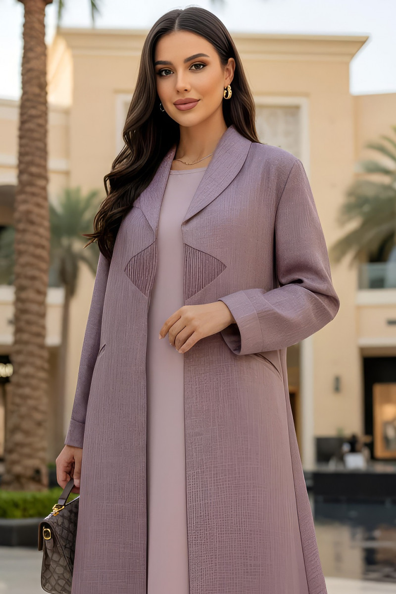 عباية لينين صناعي ناعم لون موڤ 01087