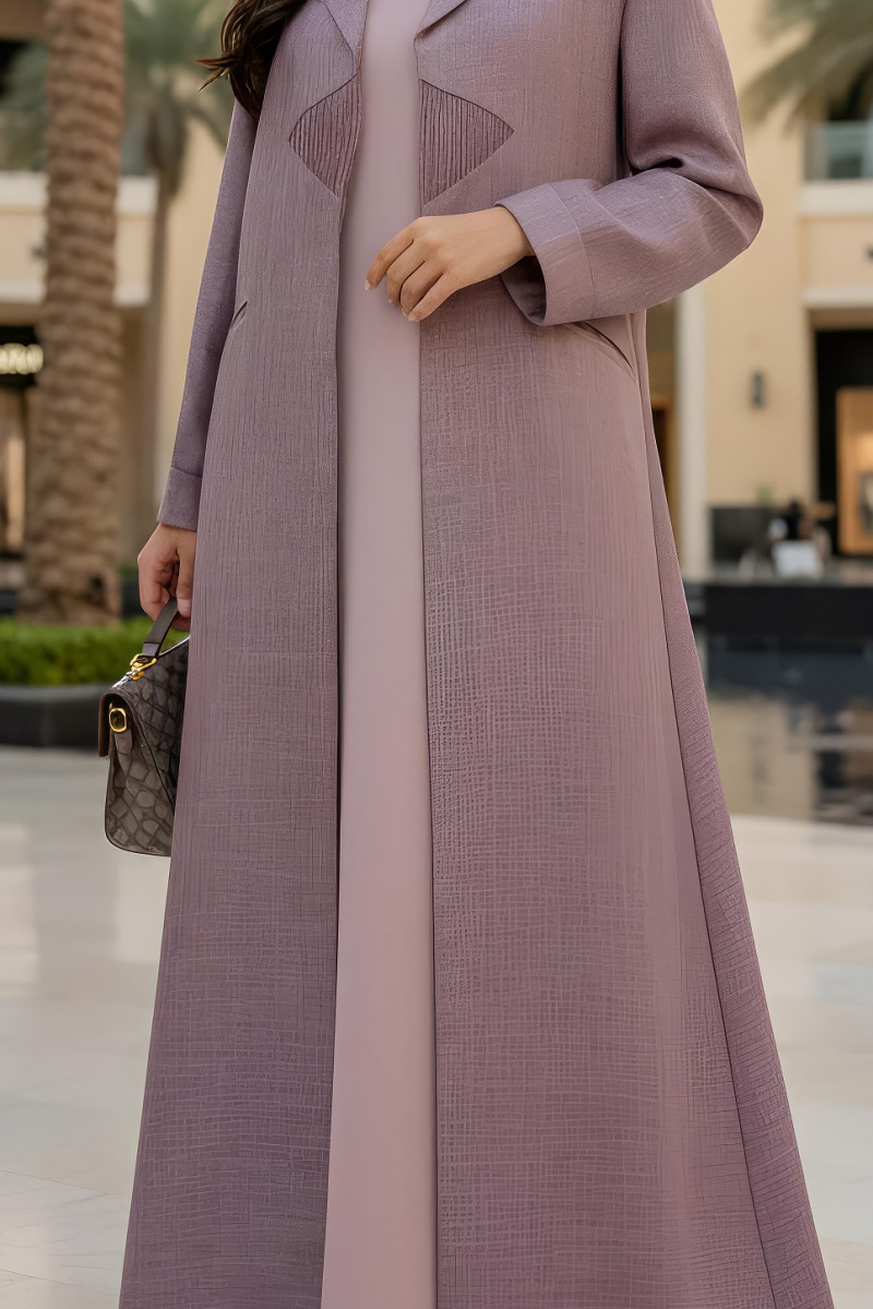 عباية لينين صناعي ناعم لون موڤ 01087