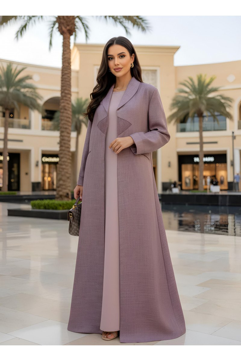 عباية لينين صناعي ناعم لون موڤ 01087