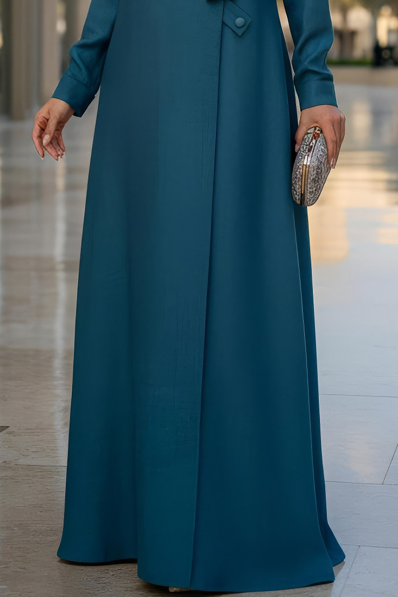 عباية لينين صناعي ناعم لون أخضر تيل 01088