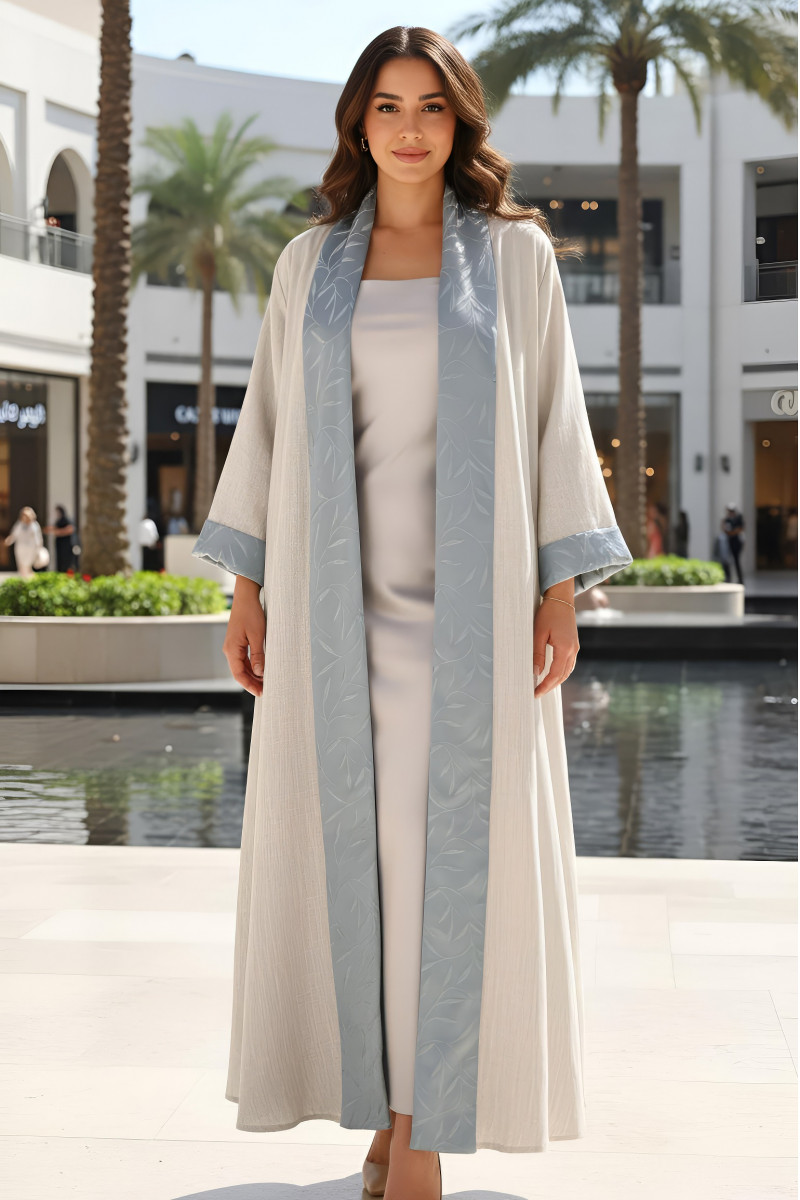 عباية 01053 عباية قابلة للعكس حريرية منقوشة عباية 01053 عباية قابلة للعكس حريرية منقوشة