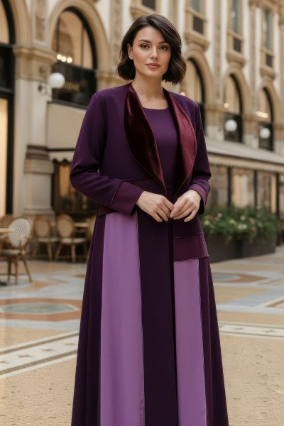 عباية كريب مع مخمل 01034