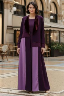 عباية كريب مع مخمل 01034