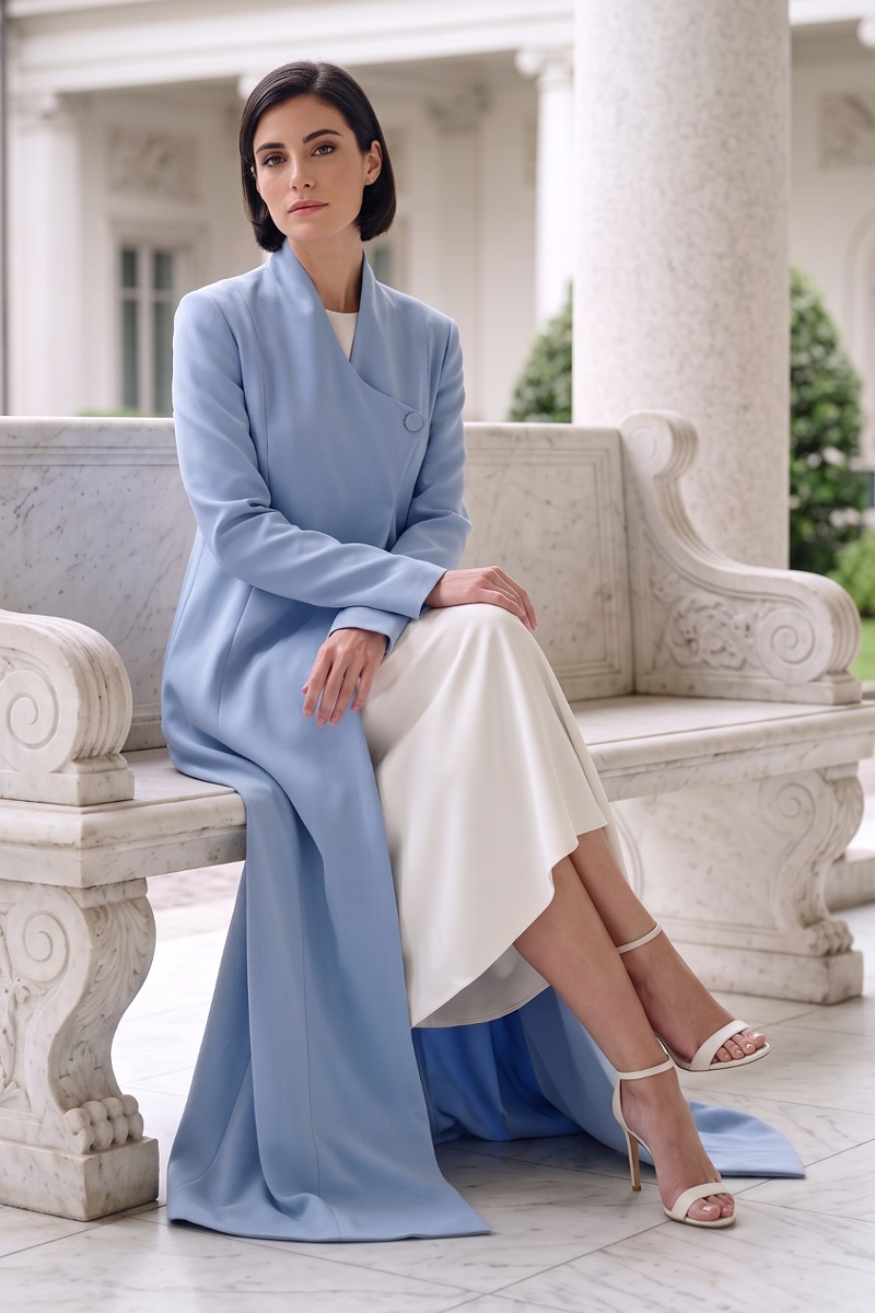Abaya  luxury crepe blue sky color 010142