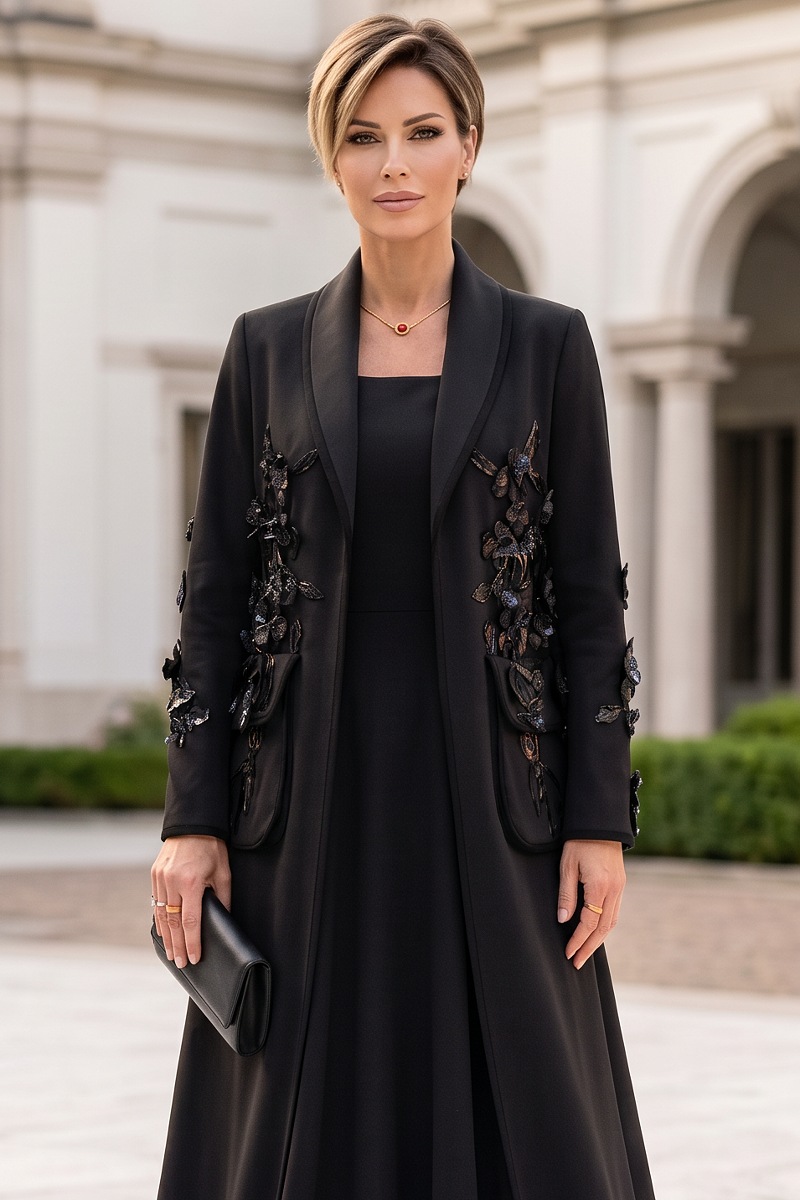 Abaya luxury matt black linen 010149
