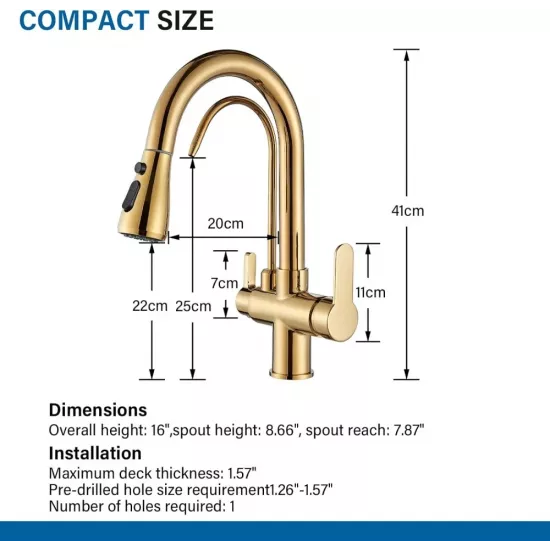 خلاط مجلى مطبخ ذهبي مع فلتر تحلية خلاط مجلى مطبخ ذهبي مع فلتر تحلية