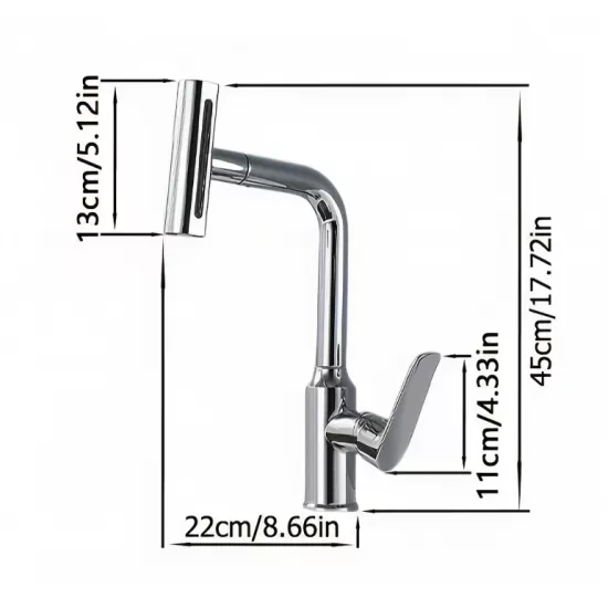 خلاط مطبخ حوض مودرن متحول شلال كروم