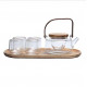 طقم إبريق شاي فاخر زجاج مزدوج غطاء خشب - MG077 طقم إبريق شاي فاخر زجاج مزدوج غطاء خشب - MG077