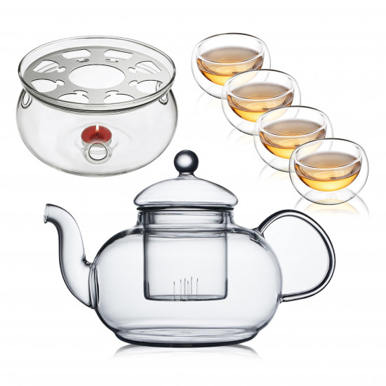 طقم إبريق شاي زجاج مزدوج - MG071