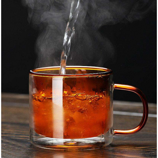 كوب عازل للحرارة بجدار زجاجي مزدوج ومقبض250 مل - MG031