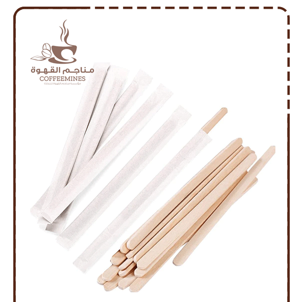 محراك خشبي قصير مغلف علبة 1000 حبة