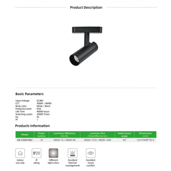 وحدة انارة مغناطيسية موجهة 18 وات أسود وحدة انارة مغناطيسية موجهة 18 وات أسود