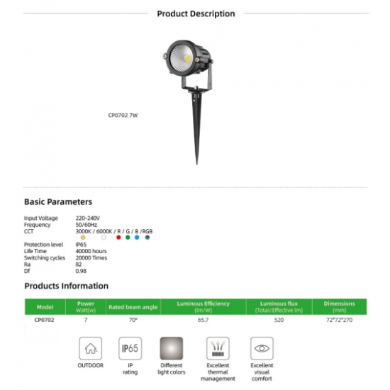 كشاف انارة خارجي غرس 7 وات 3000 كلفن